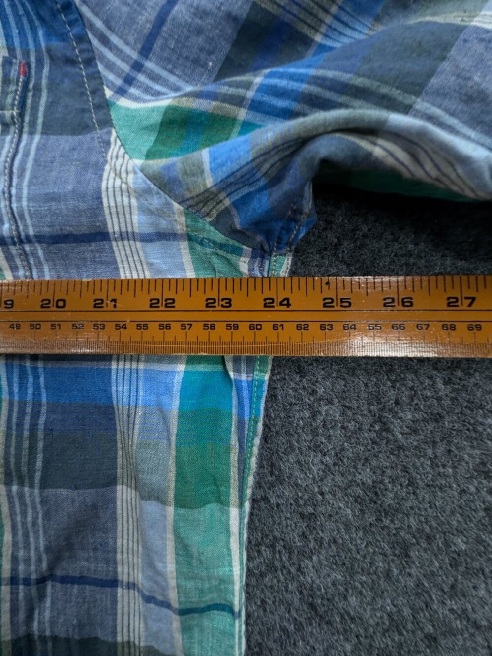 Tommy Bahama All Linen Plaid Logo Large Blue Green Button Up Long Sleeve Beach - Picture 10 of 16